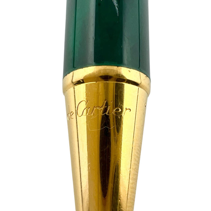 良品▲Cartier カルティエ ヴィンテージ 89s マスト ドゥ カルティエ トリニティ ボールペン マラカイト ゴールド メンズ 筆記確認済み