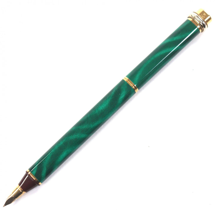美品▼Cartier カルティエ ヴィンテージ マスト ドゥ カルティエ トリニティ ペン先18K Mニブ マーブル 万年筆 グリーン ゴールド 仏製