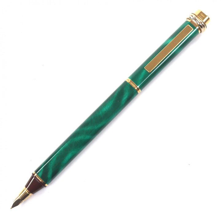 美品▼Cartier カルティエ ヴィンテージ マスト ドゥ カルティエ トリニティ ペン先18K Mニブ マーブル 万年筆 グリーン ゴールド 仏製