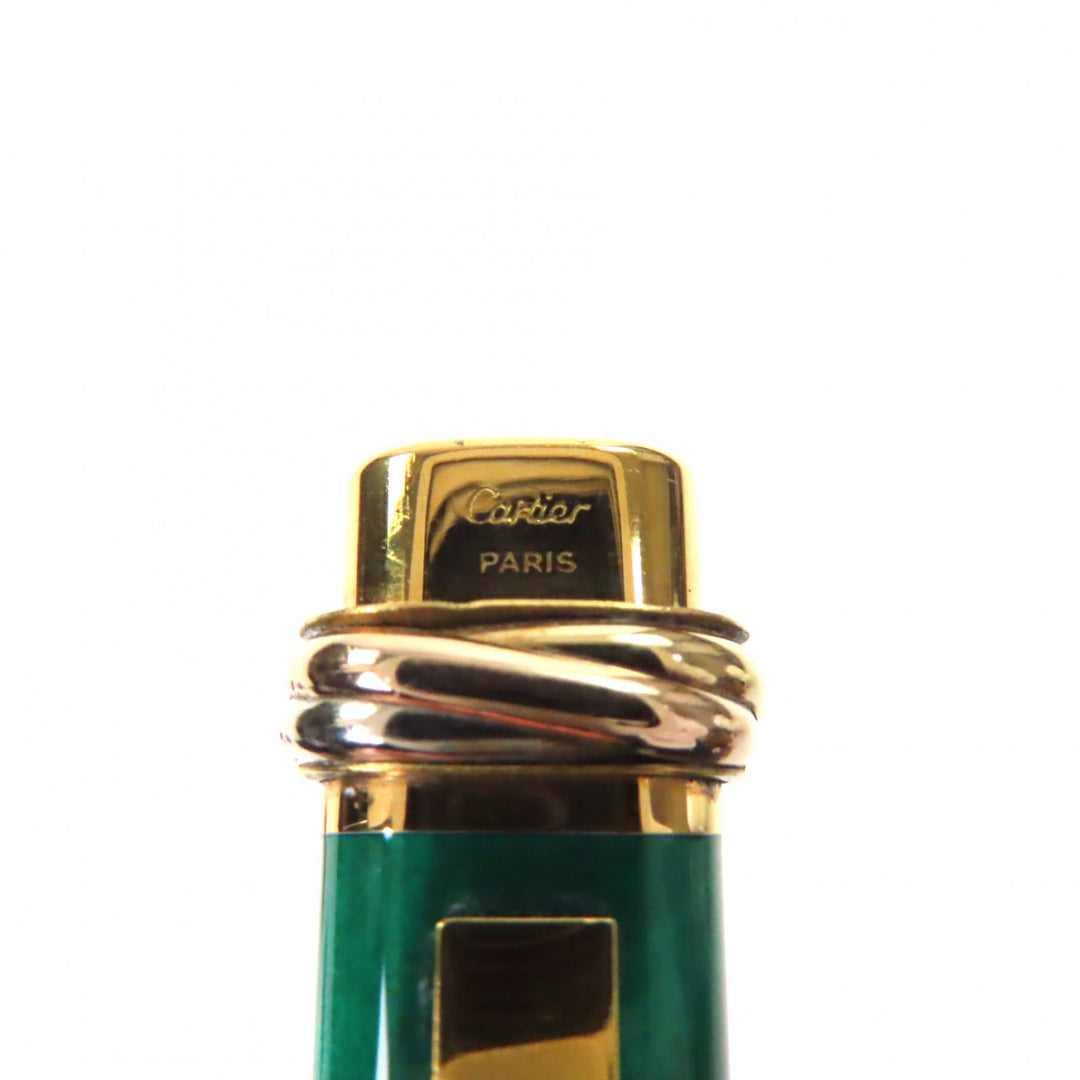 美品▼Cartier カルティエ ヴィンテージ マスト ドゥ カルティエ トリニティ ペン先18K Mニブ マーブル 万年筆 グリーン ゴールド 仏製
