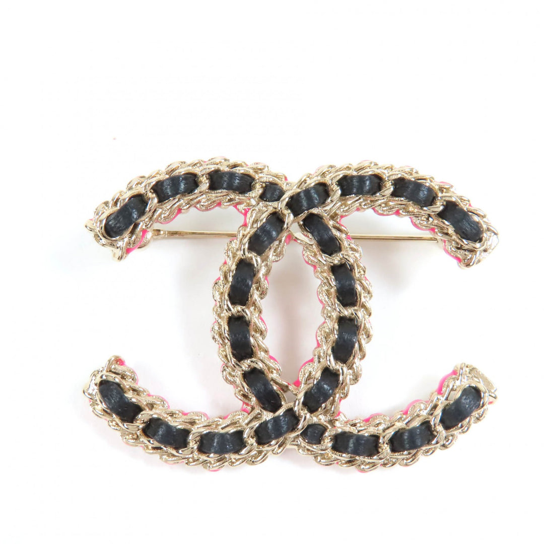 未使用品☆CHANEL シャネル B23B ココマーク ブローチ ゴールド ブラック ピンク 箱・保存袋付き イタリア製 レディース