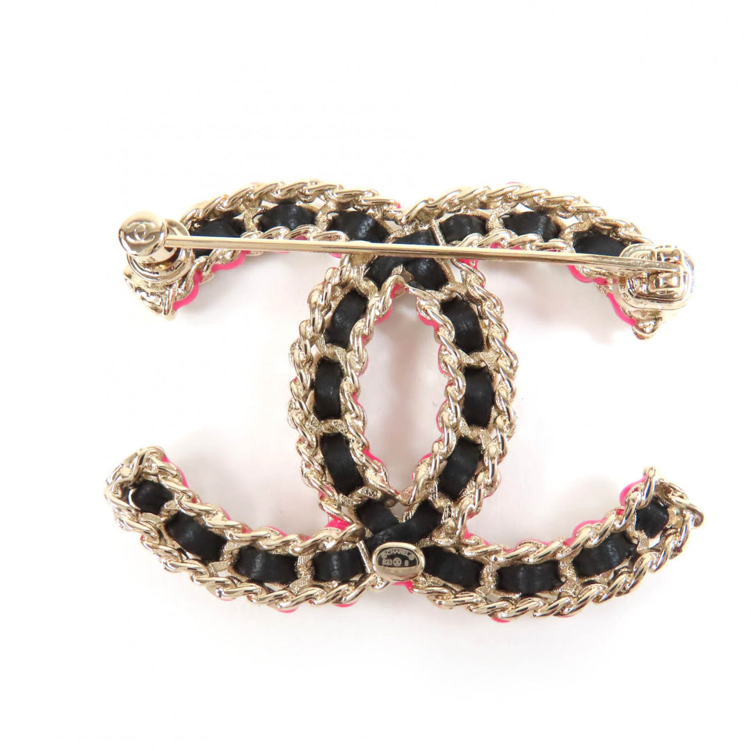 未使用品☆CHANEL シャネル B23B ココマーク ブローチ ゴールド ブラック ピンク 箱・保存袋付き イタリア製 レディース