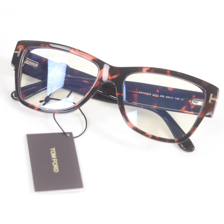 極美品□TOM FORD トムフォード TF5878-B マーブル ウェリントン メガネ 眼鏡 アイウェア ピンク クリアブラウン 55□17-140 イタリア製