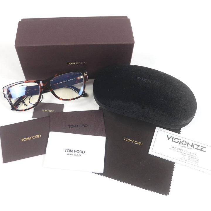 極美品□TOM FORD トムフォード TF5878-B マーブル ウェリントン メガネ 眼鏡 アイウェア ピンク クリアブラウン 55□17-140 イタリア製