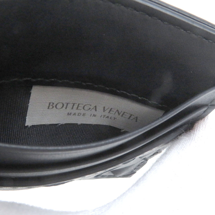 未使用品□BOTTEGAVENETA ボッテガヴェネタ 743209 レザー イントレチャート 名刺入れ カードケース ネイビー 箱・保存袋付き イタリア製