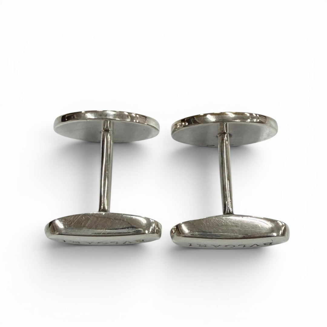 美品▼BVLGARI ブルガリ ブルガリブルガリ 925 カフスボタン カフリンクス シルバー ゴールド イタリア製 重量10.1g メンズ 箱付き