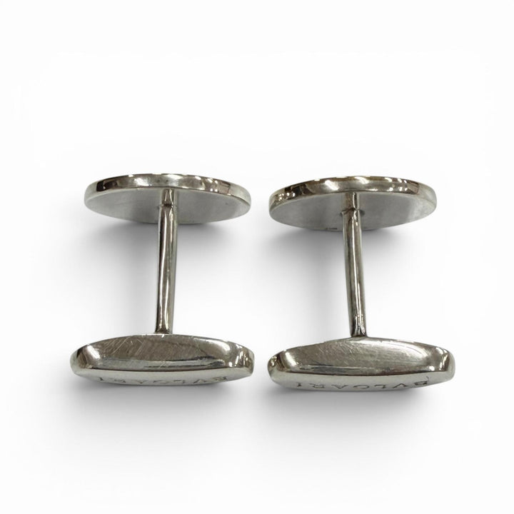 美品▼BVLGARI ブルガリ ブルガリブルガリ 925 カフスボタン カフリンクス シルバー ゴールド イタリア製 重量10.1g メンズ 箱付き