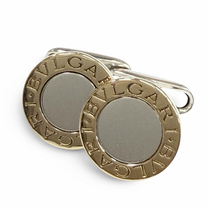 美品▼BVLGARI ブルガリ ブルガリブルガリ 925 カフスボタン カフリンクス シルバー ゴールド イタリア製 重量10.1g メンズ 箱付き