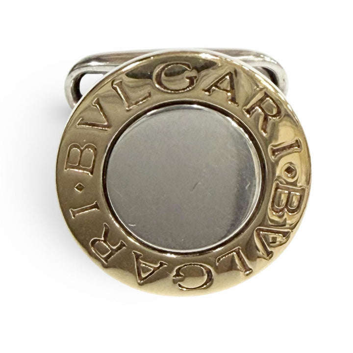 美品▼BVLGARI ブルガリ ブルガリブルガリ 925 カフスボタン カフリンクス シルバー ゴールド イタリア製 重量10.1g メンズ 箱付き