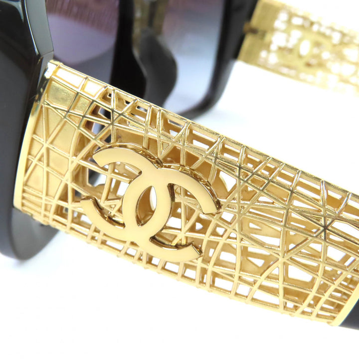 極美品△CHANEL シャネル 5532-A ココマーク スクエア シェイプ アイウェア サングラス 現行品 ダークブラウン 54□19 140 デモレンズ