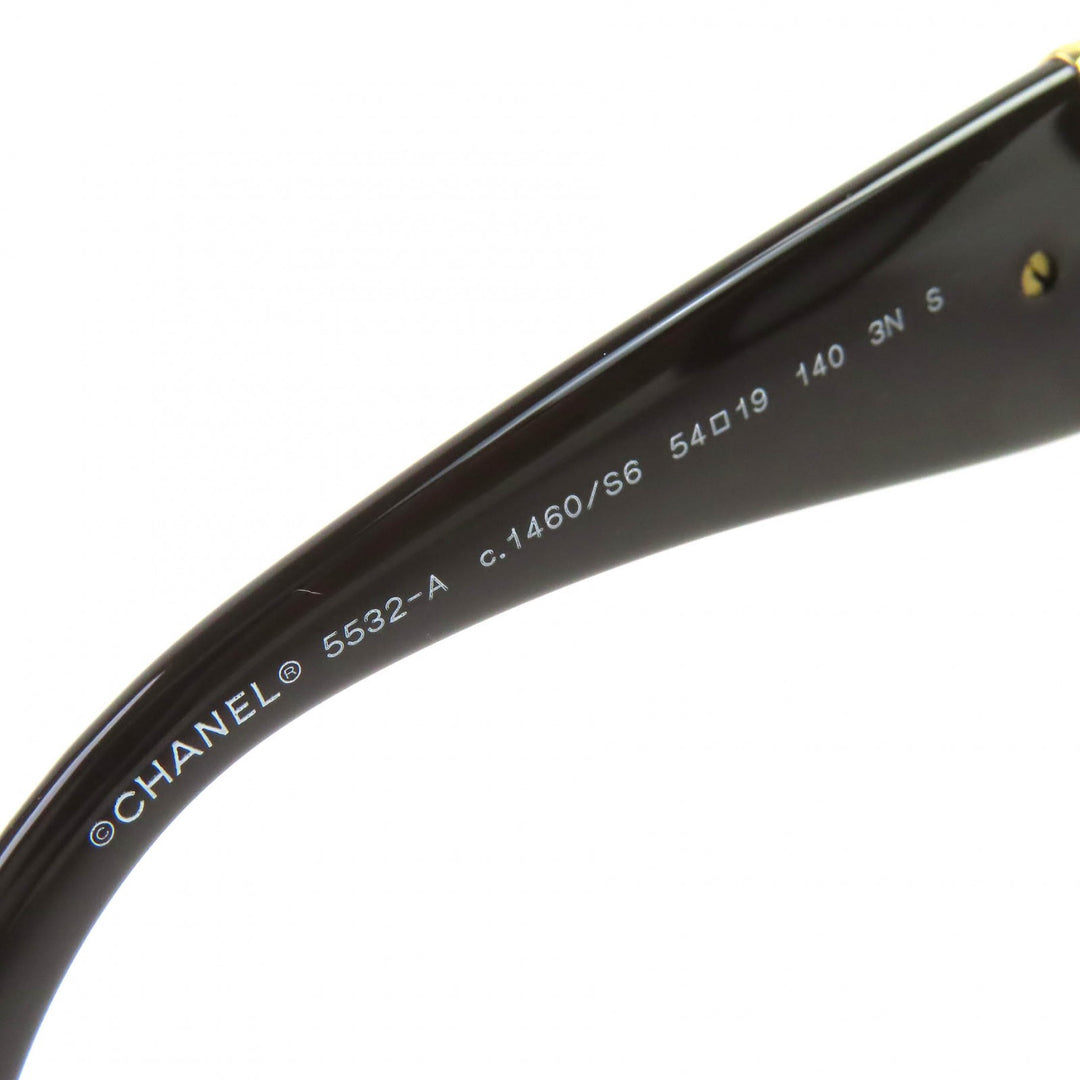 極美品△CHANEL シャネル 5532-A ココマーク スクエア シェイプ アイウェア サングラス 現行品 ダークブラウン 54□19 140 デモレンズ