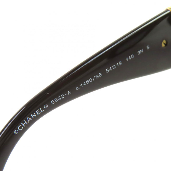 極美品△CHANEL シャネル 5532-A ココマーク スクエア シェイプ アイウェア サングラス 現行品 ダークブラウン 54□19 140 デモレンズ