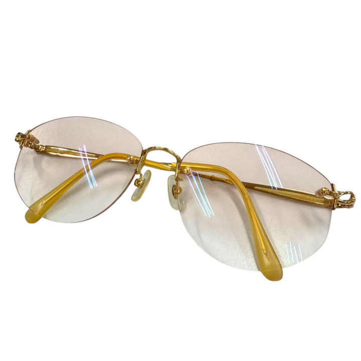 良品▼FENDI フェンディ FE-0901 K18 チェーン サングラス ゴールド クリアベージュ 53□17-140 度入り 日本製 重量30.09g メンズ