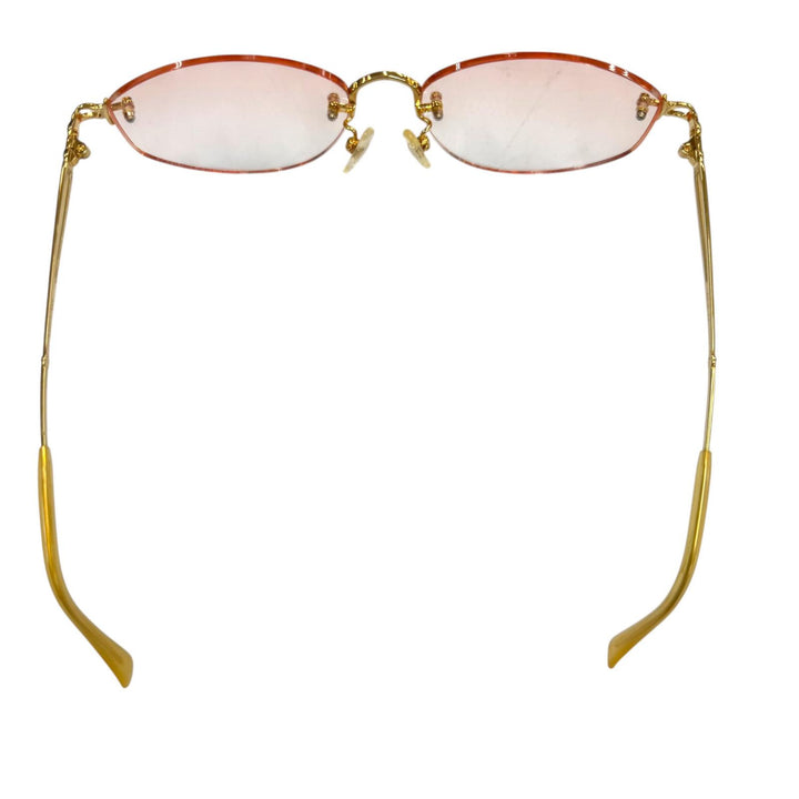 良品▼FENDI フェンディ FE-0901 K18 チェーン サングラス ゴールド クリアベージュ 53□17-140 度入り 日本製 重量30.09g メンズ
