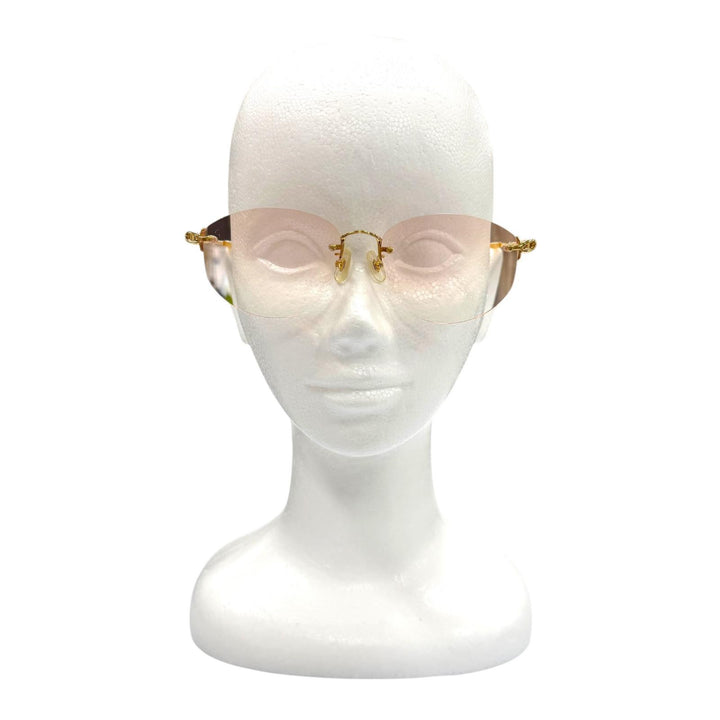 良品▼FENDI フェンディ FE-0901 K18 チェーン サングラス ゴールド クリアベージュ 53□17-140 度入り 日本製 重量30.09g メンズ