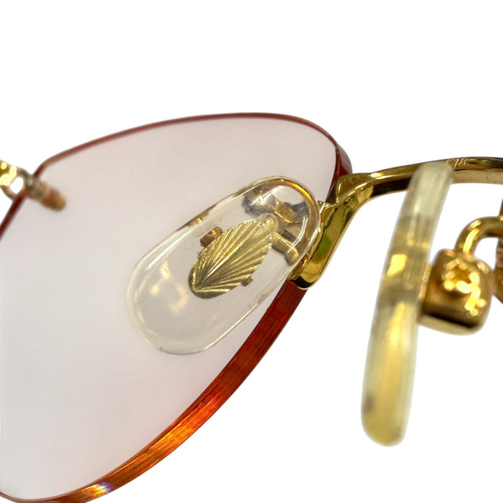 良品▼FENDI フェンディ FE-0901 K18 チェーン サングラス ゴールド クリアベージュ 53□17-140 度入り 日本製 重量30.09g メンズ
