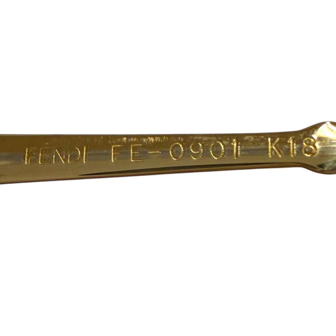 良品▼FENDI フェンディ FE-0901 K18 チェーン サングラス ゴールド クリアベージュ 53□17-140 度入り 日本製 重量30.09g メンズ