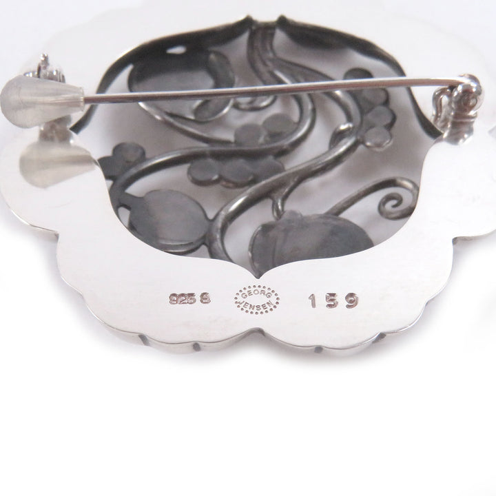 極美品□Georg Jensen ジョージジェンセン SV925 ムーンストーン 159 ブロッサム ブローチ シルバー 箱・ケース付 重量18.77g レディース