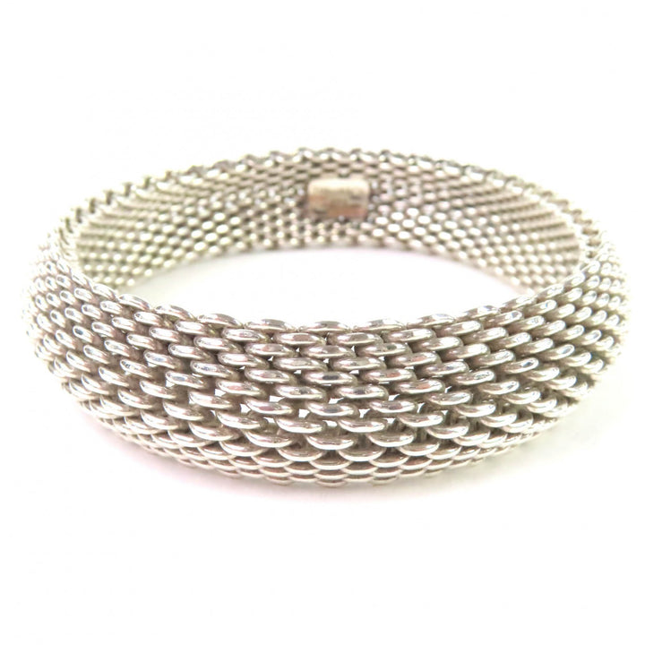 極美品◇TIFFANY&amp;Co. ティファニー サマセット メッシュ 925 バングル ブレスレット アクセサリー シルバー 重量58.9g レディース
