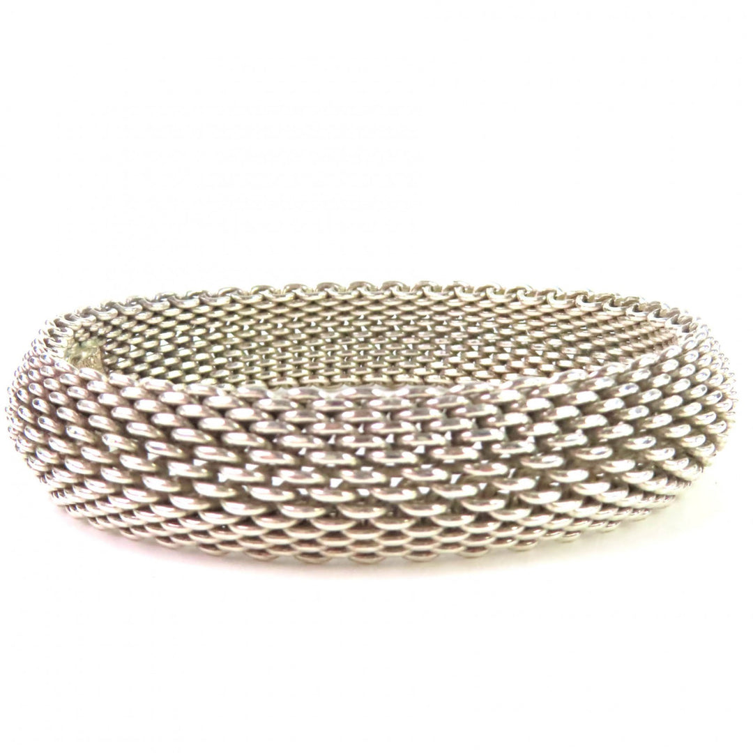 極美品◇TIFFANY&amp;Co. ティファニー サマセット メッシュ 925 バングル ブレスレット アクセサリー シルバー 重量58.9g レディース