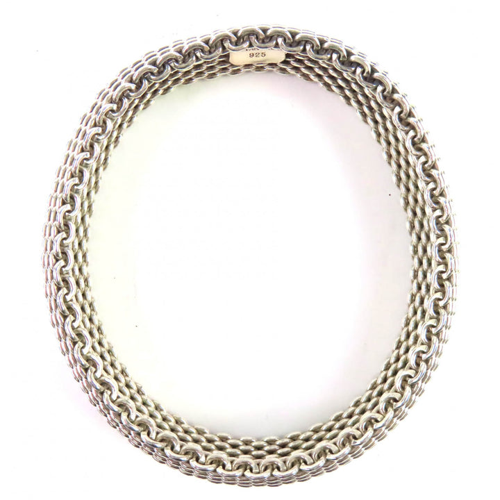 極美品◇TIFFANY&amp;Co. ティファニー サマセット メッシュ 925 バングル ブレスレット アクセサリー シルバー 重量58.9g レディース