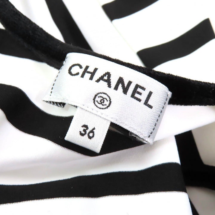 未使用△CHANEL シャネル 22C P71948 ココマーク ストラップ柄 スイムウェア スイムスーツ 水着 ワンピース ホワイト ブラック 36 正規品
