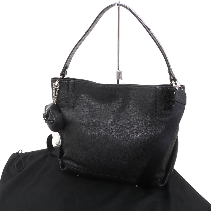 極美品△BEAUGRAND ボーグラン ロゴチャーム JRAタグ付き クロコダイル使い レザー 2WAY トートバッグ ショルダーバッグ ブラック 袋付き