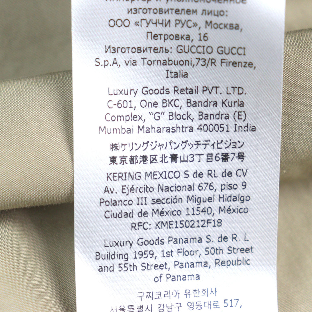 極美品○GUCCI グッチ 24SS 762164 コットン100% ロゴ刺繍 ボタンダウン ポケット付き 長袖シャツ カーキ 52 イタリア製 正規品 メンズ
