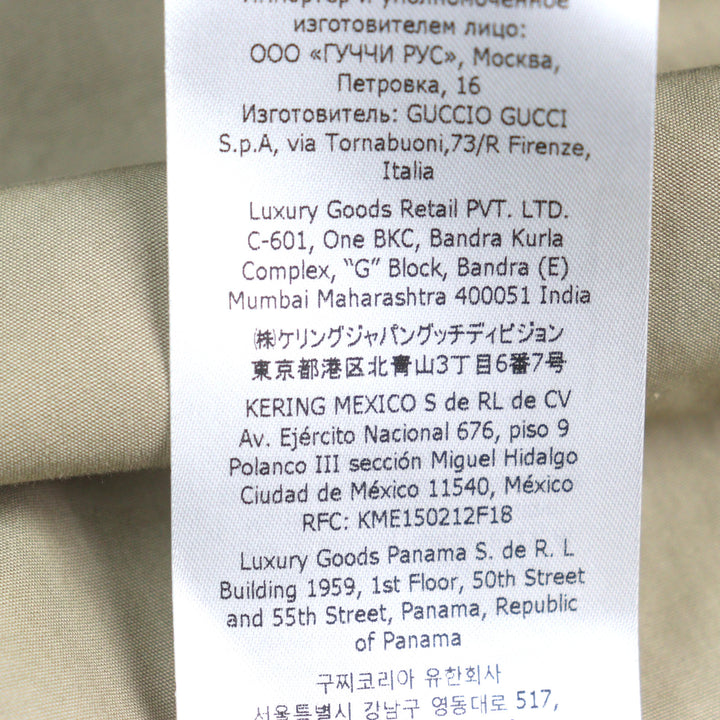 極美品○GUCCI グッチ 24SS 762164 コットン100% ロゴ刺繍 ボタンダウン ポケット付き 長袖シャツ カーキ 52 イタリア製 正規品 メンズ