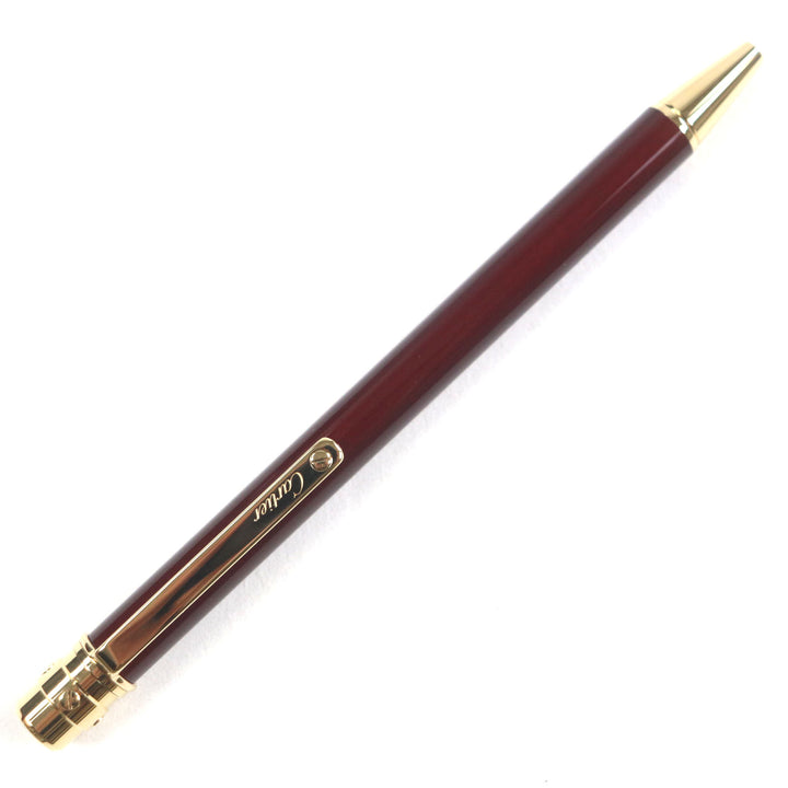 極美品▼Cartier カルティエ サントス ドゥ カルティ ロゴ刻印 ツイスト式 ボールペン ボルドー ゴールド 箱付き スイス製 筆記確認済