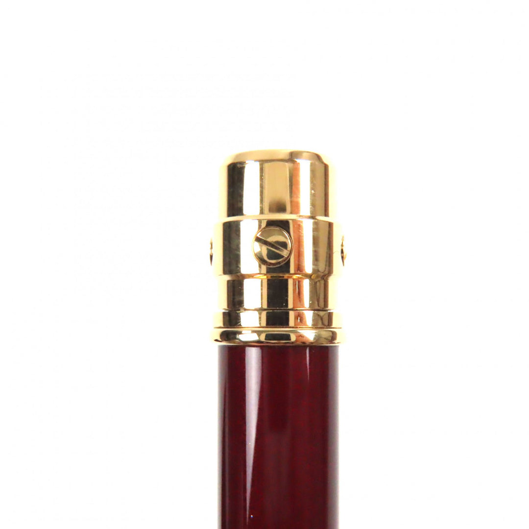極美品▼Cartier カルティエ サントス ドゥ カルティ ロゴ刻印 ツイスト式 ボールペン ボルドー ゴールド 箱付き スイス製 筆記確認済