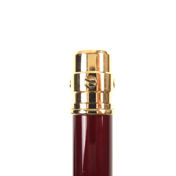 極美品▼Cartier カルティエ サントス ドゥ カルティ ロゴ刻印 ツイスト式 ボールペン ボルドー ゴールド 箱付き スイス製 筆記確認済