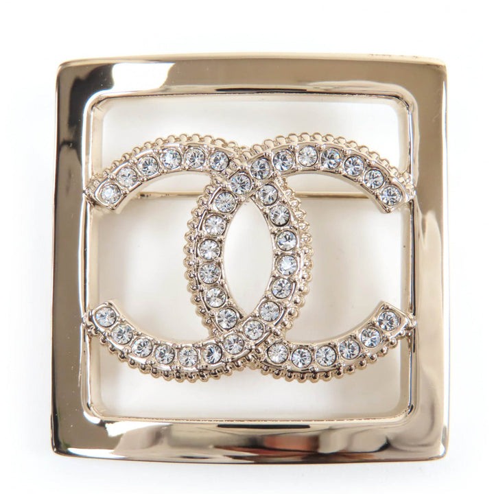 極美品☆CHANEL シャネル A23P ココマーク ラインストーン ブローチ アクセサリー ゴールド 箱付き フランス製 レディース