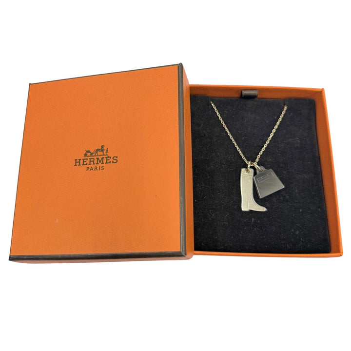未使用品☆HERMES エルメス アミュレットマロキニエ ネックレス バッファローホーン ゴールド ブラウン フランス製 レディース 箱付き