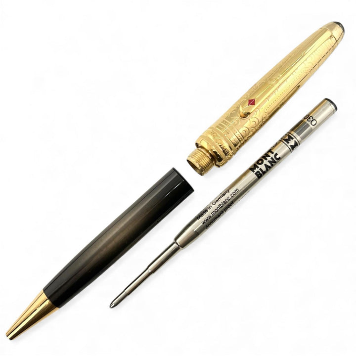 良品▲MONTBLANC モンブラン マイスターシュテュック アラウンド ザ ワールド イン 80デイズ ドゥエ クラシック ボールペン ゴールド
