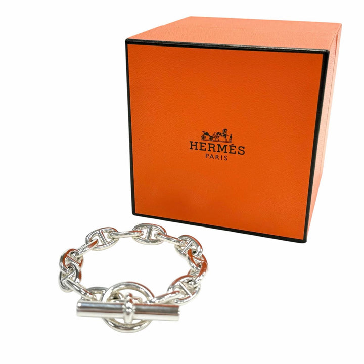 極美品◇HERMES エルメス 2025年製 シェーヌダンクルMM AG925 14コマ ブレスレット シルバー ケース付 フランス製 重量50.8g レディース
