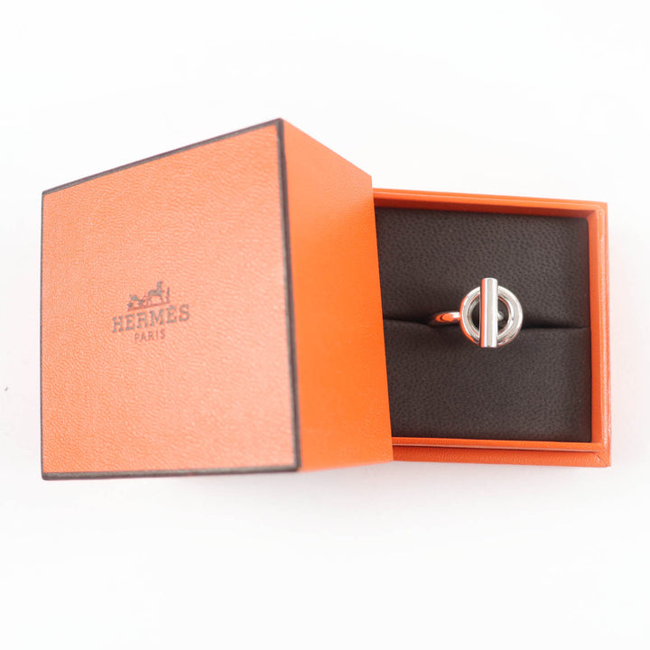 極美品☆HERMES エルメス 2024年製 エシャペ MM 925 リング・指輪 シルバー 48（JP8号相当） ケース付き イタリア製 重量9.6g レディース
