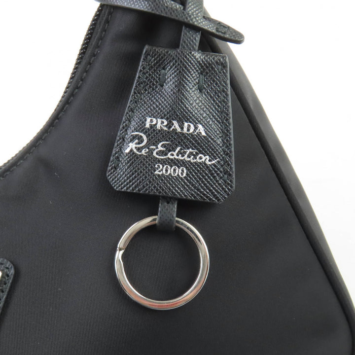 未使用品★PRADA プラダ 1NE515 Re-Edition 2000 トライアングルロゴ クロシェット付 テスート ミニバッグ ハンドバッグ　ブラック