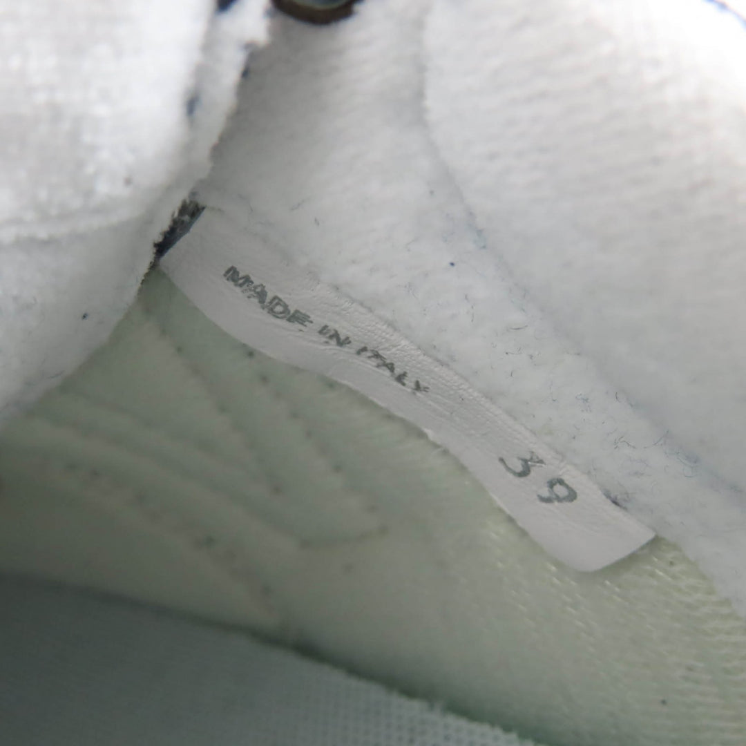 極美品☆MIUMIU New Balance ミュウミュウ ニューバランス 574 ロゴ入り フリンジ加工 キャンバス スニーカー ネイビー 39 レディース