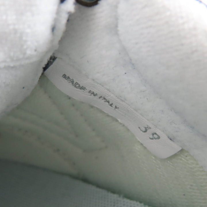 極美品☆MIUMIU New Balance ミュウミュウ ニューバランス 574 ロゴ入り フリンジ加工 キャンバス スニーカー ネイビー 39 レディース