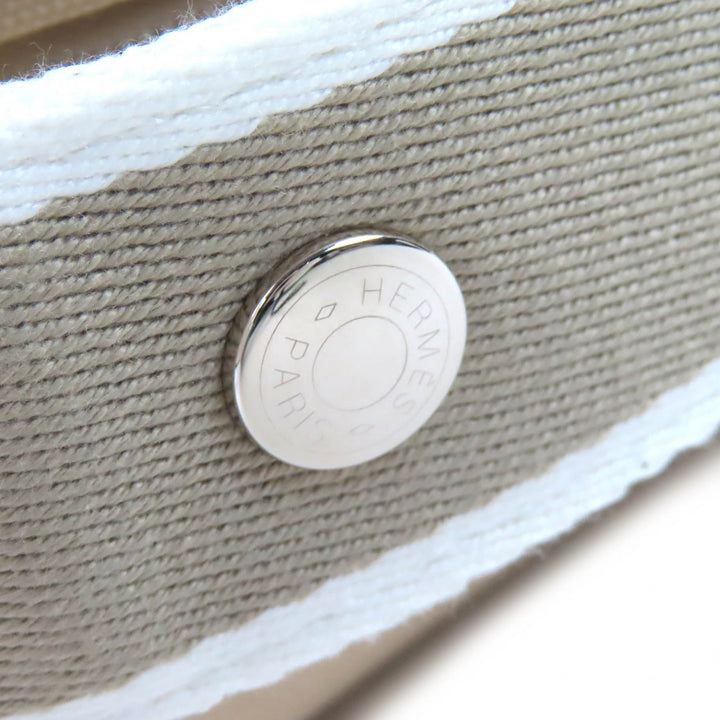 未使用品△HERMES エルメス ブリッド ア ブラック PM コットン100％ ナチュラル シルバー金具 Hロゴ ハンドバック ポーチ フランス製