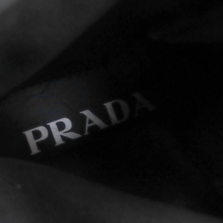 美品★PRADA プラダ 1T549M モノリス ポーチ付 トライアングルロゴ Re-Nylon レースアップ ショートブーツ ブラック 35.5 イタリア製