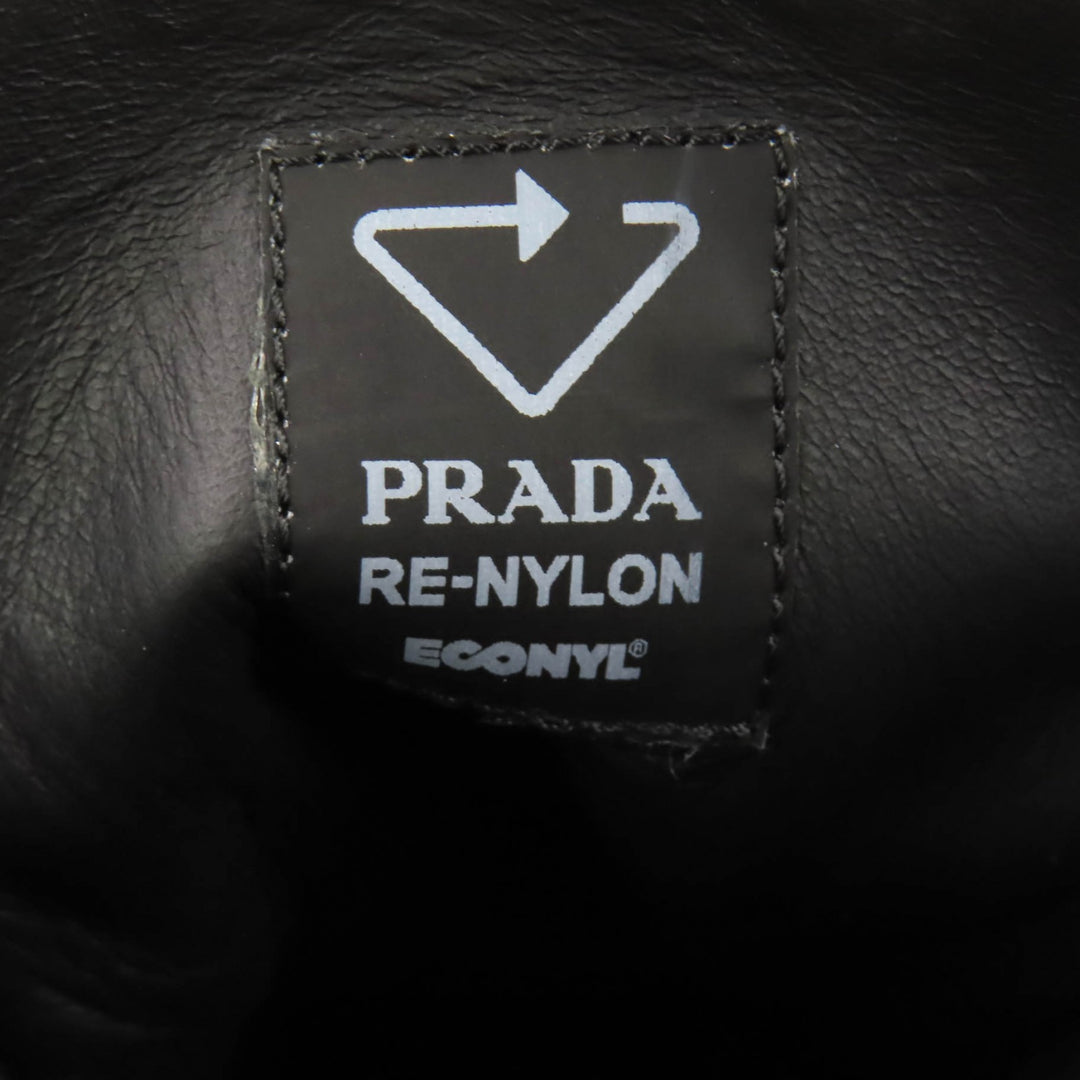 美品★PRADA プラダ 1T549M モノリス ポーチ付 トライアングルロゴ Re-Nylon レースアップ ショートブーツ ブラック 35.5 イタリア製