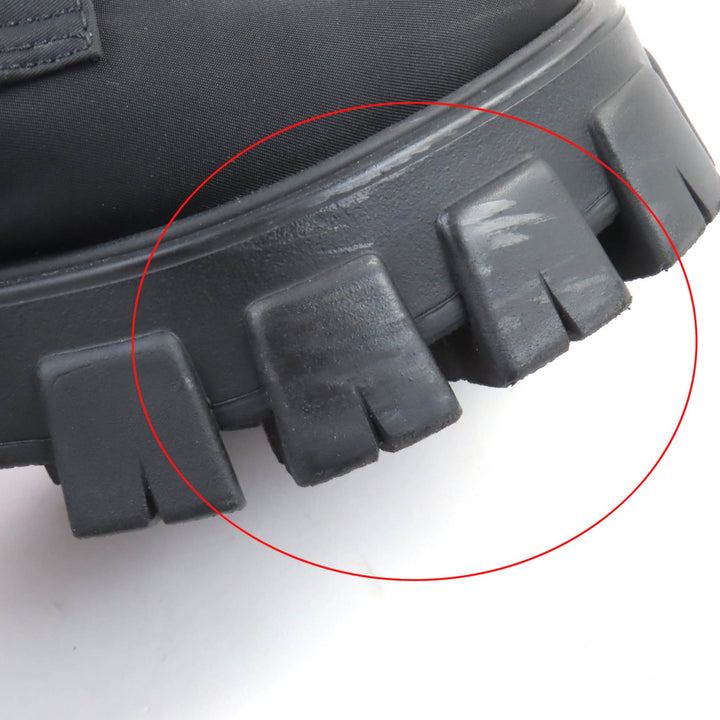 美品★PRADA プラダ 1T549M モノリス ポーチ付 トライアングルロゴ Re-Nylon レースアップ ショートブーツ ブラック 35.5 イタリア製