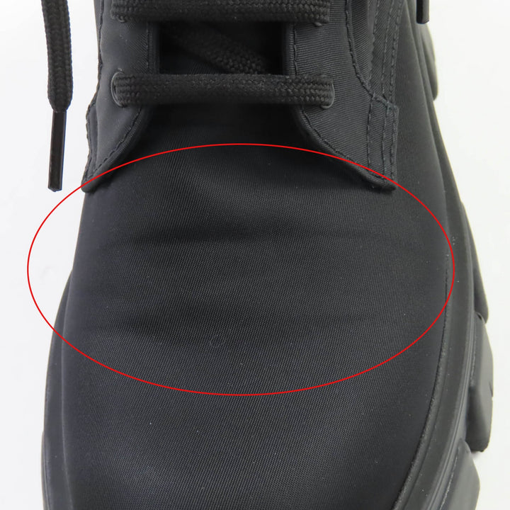 美品★PRADA プラダ 1T549M モノリス ポーチ付 トライアングルロゴ Re-Nylon レースアップ ショートブーツ ブラック 35.5 イタリア製