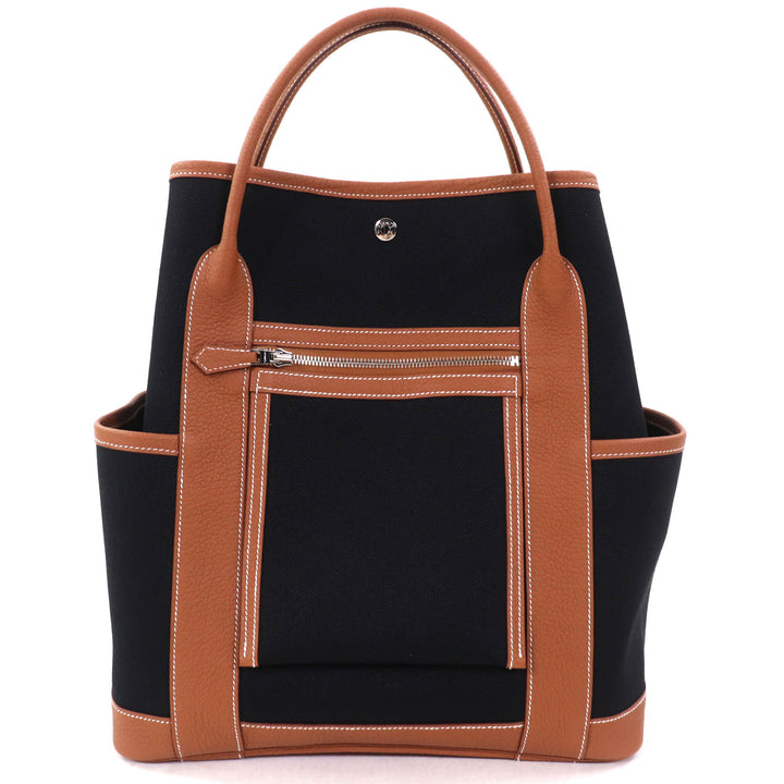 未使用品△HERMES エルメス ガーデンパーティ ポケット バーティカル トワルミリタリー/ネゴンダ トートバッグ ブラック/ゴールド W刻印