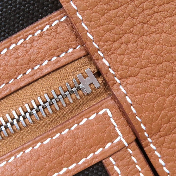 未使用品△HERMES エルメス ガーデンパーティ ポケット バーティカル トワルミリタリー/ネゴンダ トートバッグ ブラック/ゴールド W刻印