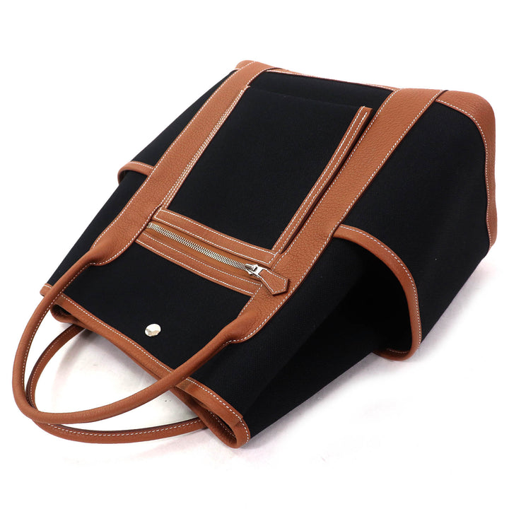 未使用品△HERMES エルメス ガーデンパーティ ポケット バーティカル トワルミリタリー/ネゴンダ トートバッグ ブラック/ゴールド W刻印