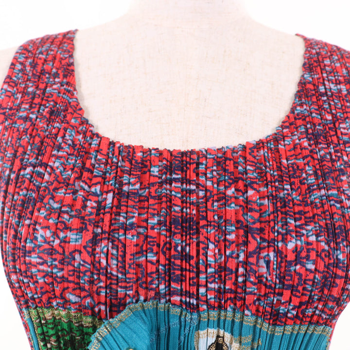 極美品☆PLEATS PLEASE プリーツプリーズ イッセイミヤケ PP63-JK521 ガネーシャ ノースリーブ カットソー レッド系 3 正規品 レディース