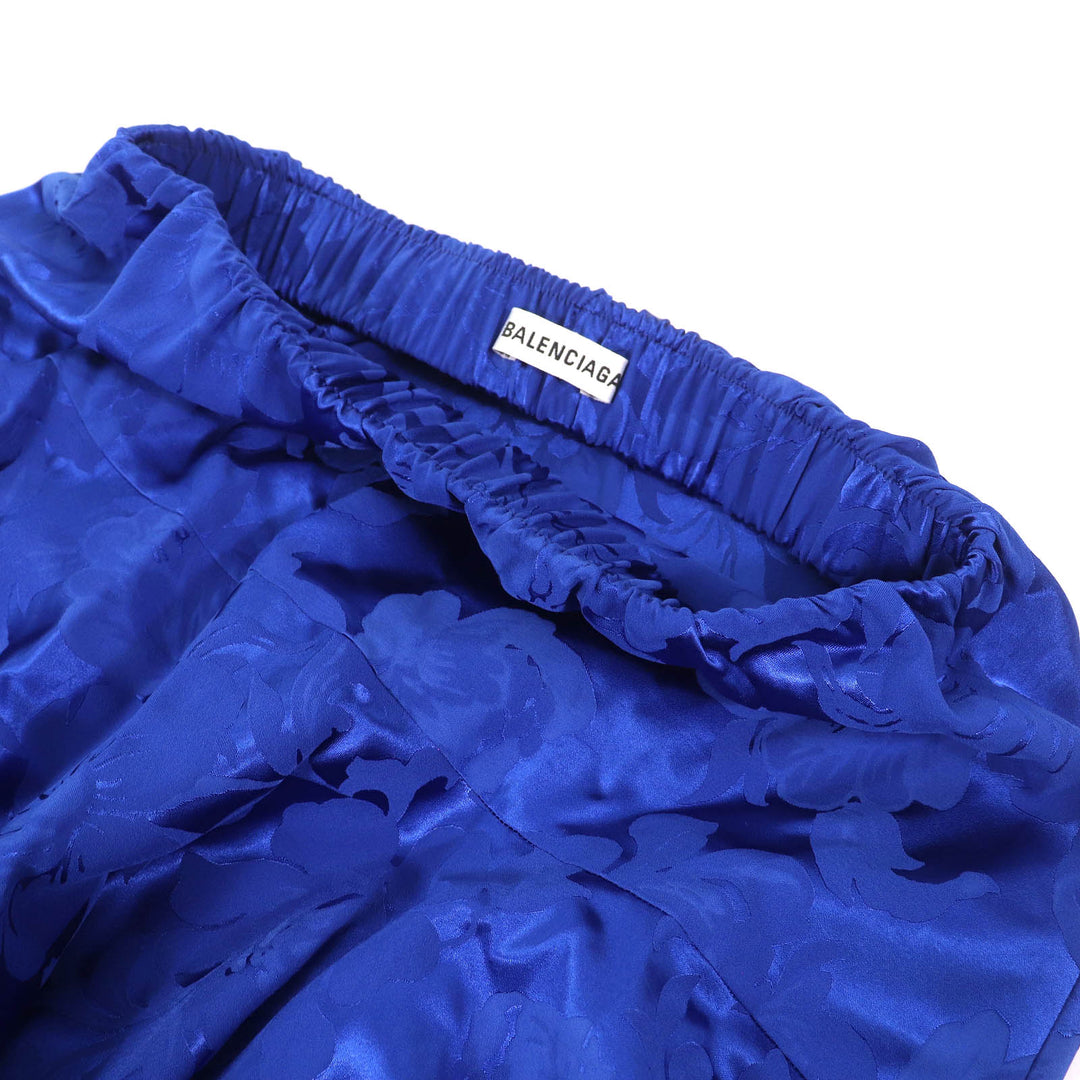 極美品△BALENCIAGA バレンシアガ 2020年製 625534 花柄 フローラル ロング フレアスカート ブルー 36 イタリア製 正規品 レディース